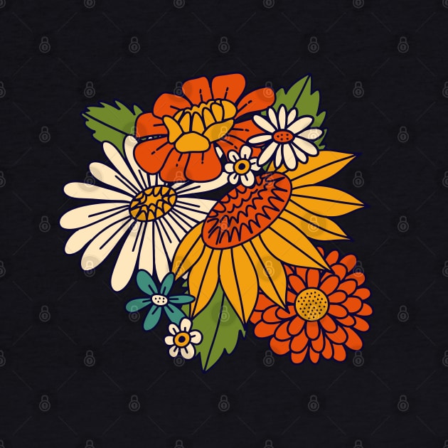 70s Retro Floral - Bold by latheandquill